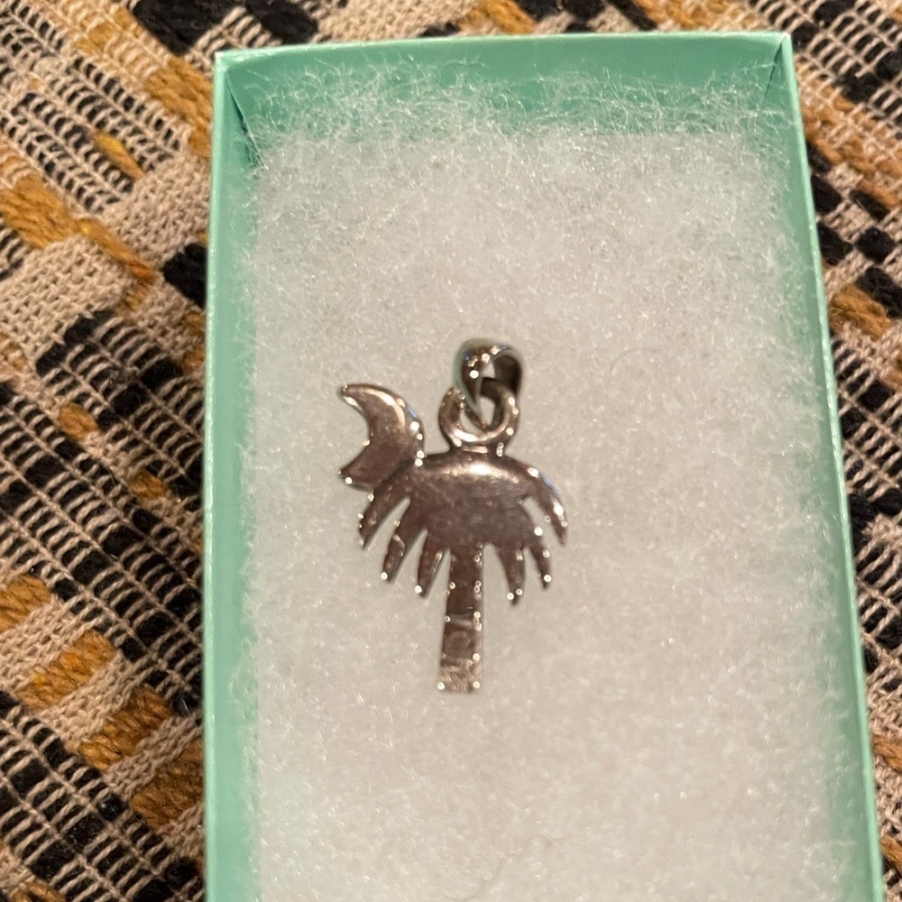 Vintage Sterling silver palm tree with moon pendant